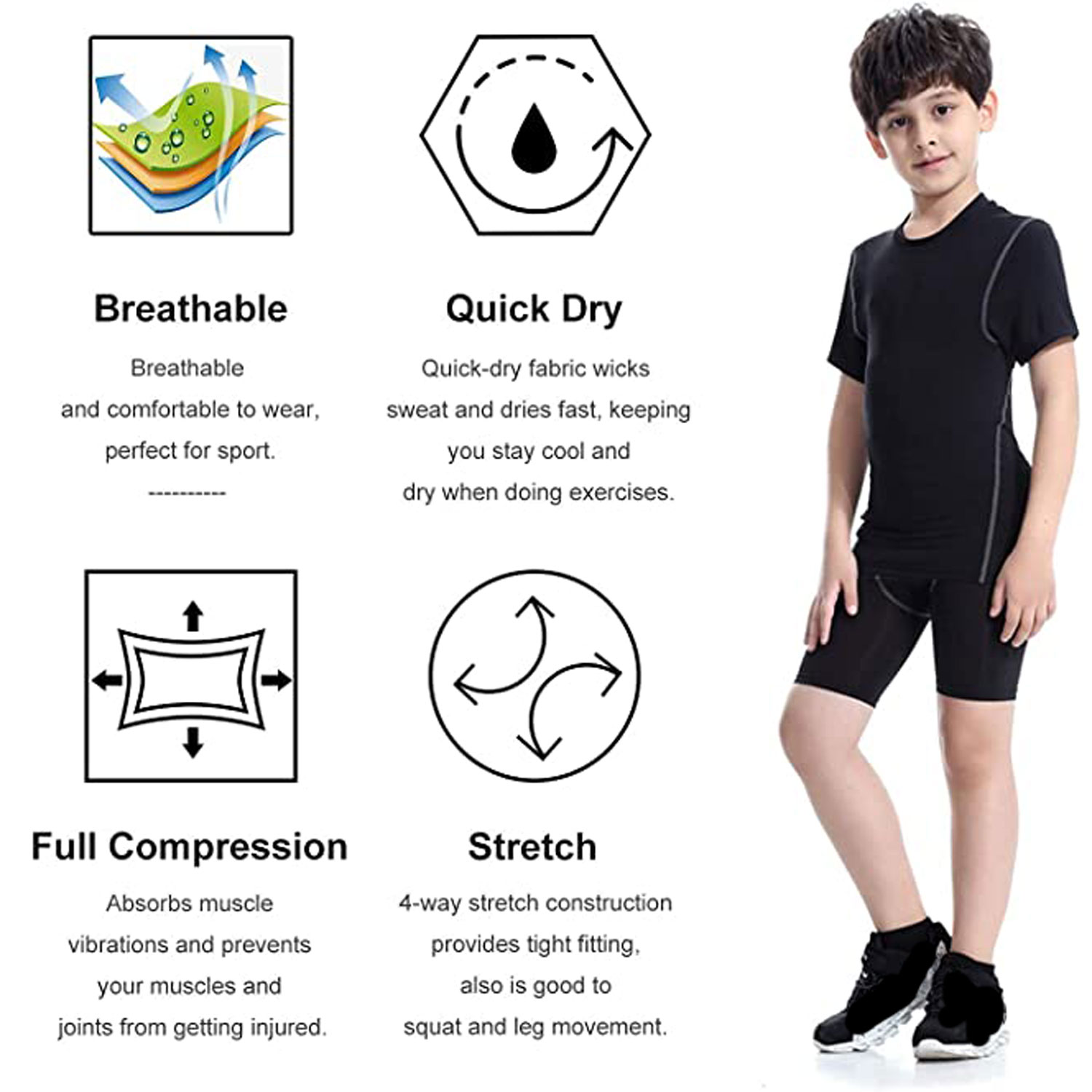 Youth Boys Compression Shorts  - Compression Shorts Athletes 评论和价格