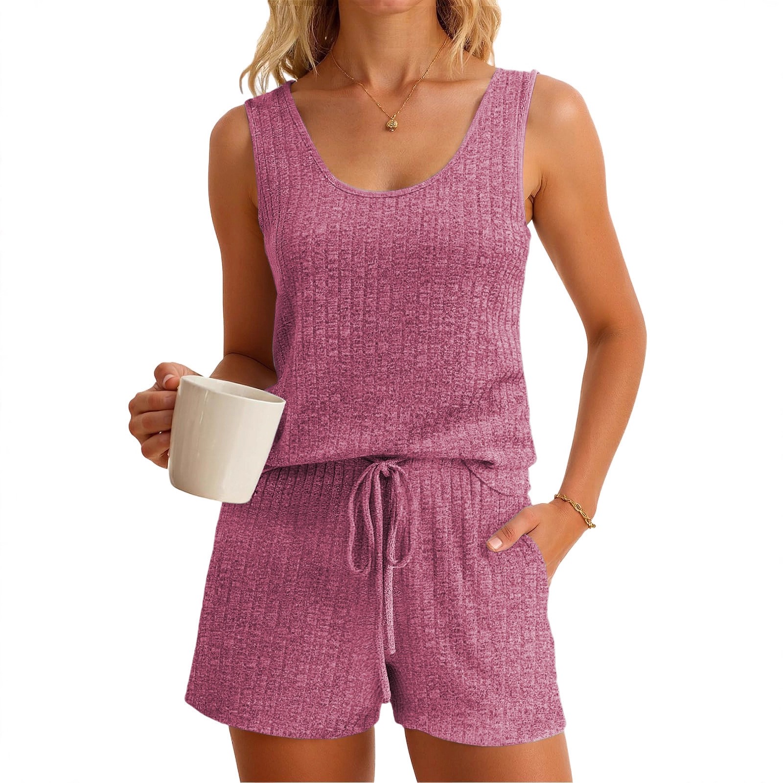 Women's Spring Summer Sleevele - Tank Top Ribbed 评论和价格